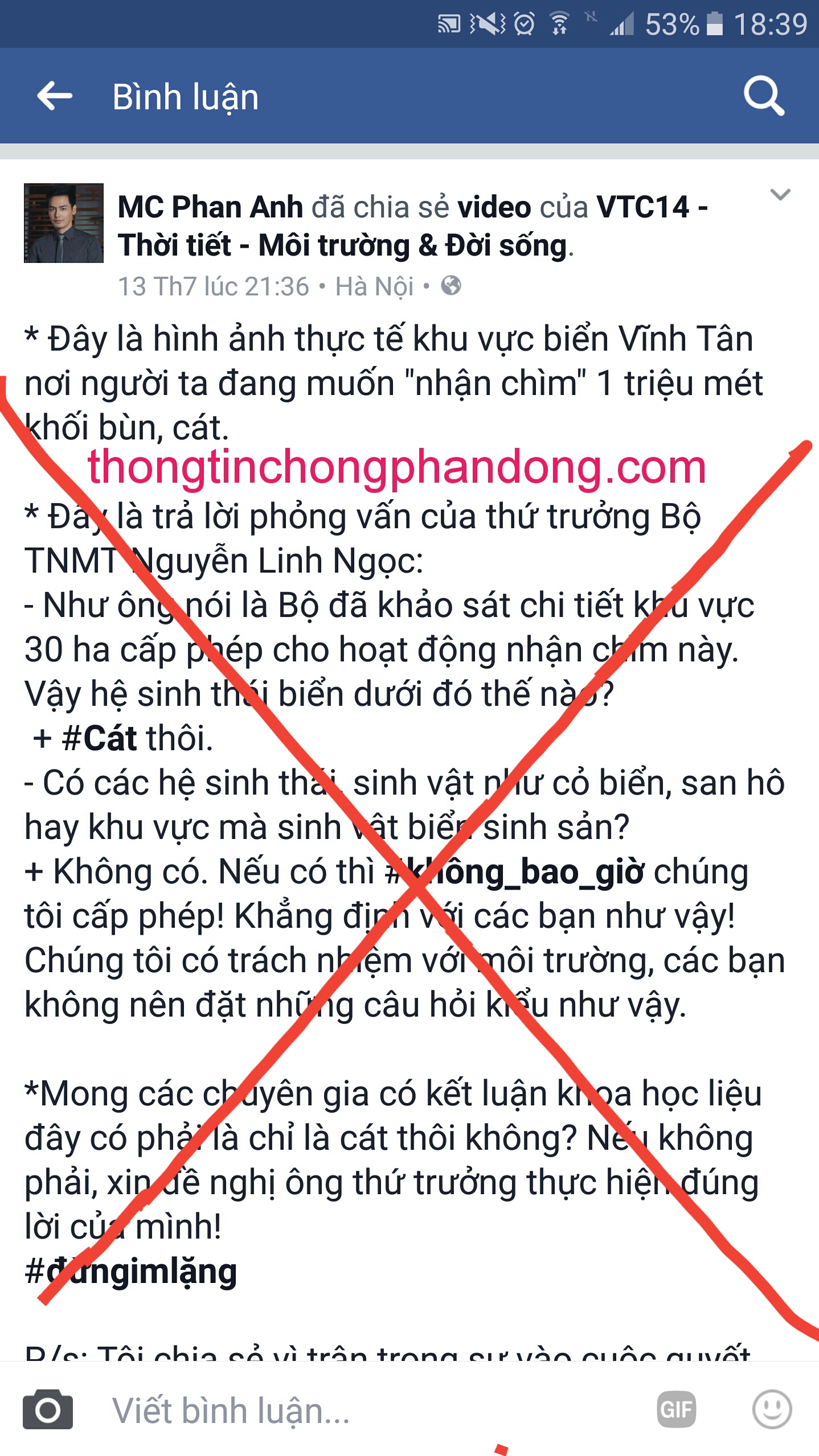 Chất thải ở Vĩnh Tân nó là cái gì hả MC Phan Anh?