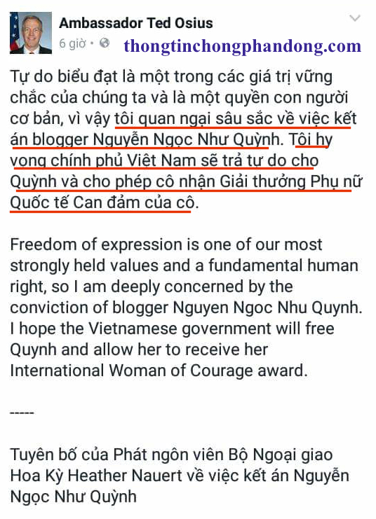 Đòi tự do vô lối cho blogger Mẹ Nấm - quan chức ngoại giao Mỹ nhận gạch đá từ cộng đồng