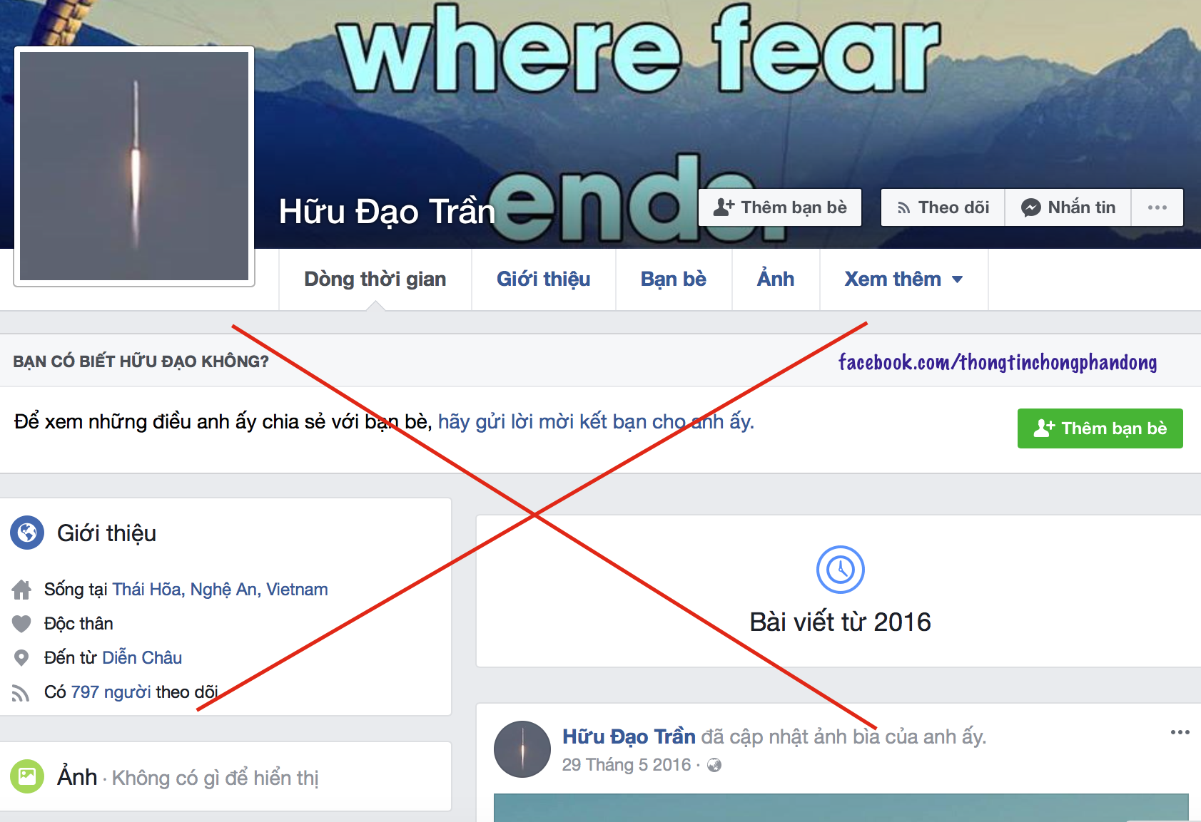 Trần Hữu Đạo - giáo viên Trường THPT Thái Hoà, Nghệ An định xoá dấu vết phản động