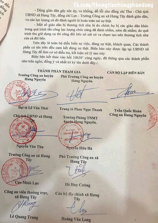Thông tin chính thức về việc linh mục Nguyễn Đức Nhân, quản xứ Kẻ Giai, Nghệ An kích động giáo dân chiếm đất trái pháp luật, chống người thi hành công vụ, bắt giữ người trái pháp luật
