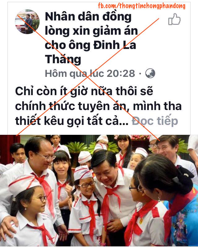 Cộng đồng mạng hãy cảnh giác với các fanpage kêu gọi giảm án cho ông Đinh La Thăng