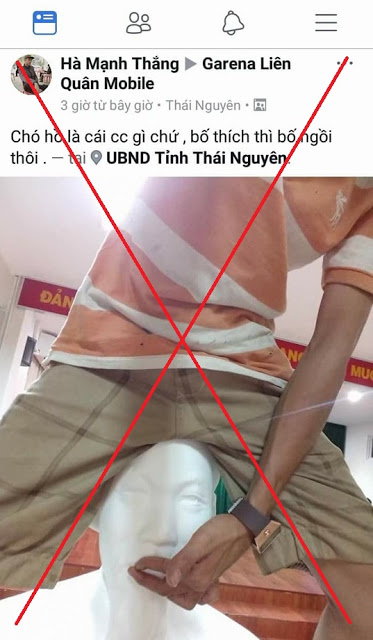 Cộng đồng mạng truy tìm nam thanh niên ở Thái Nguyên xúc phạm Bác Hồ