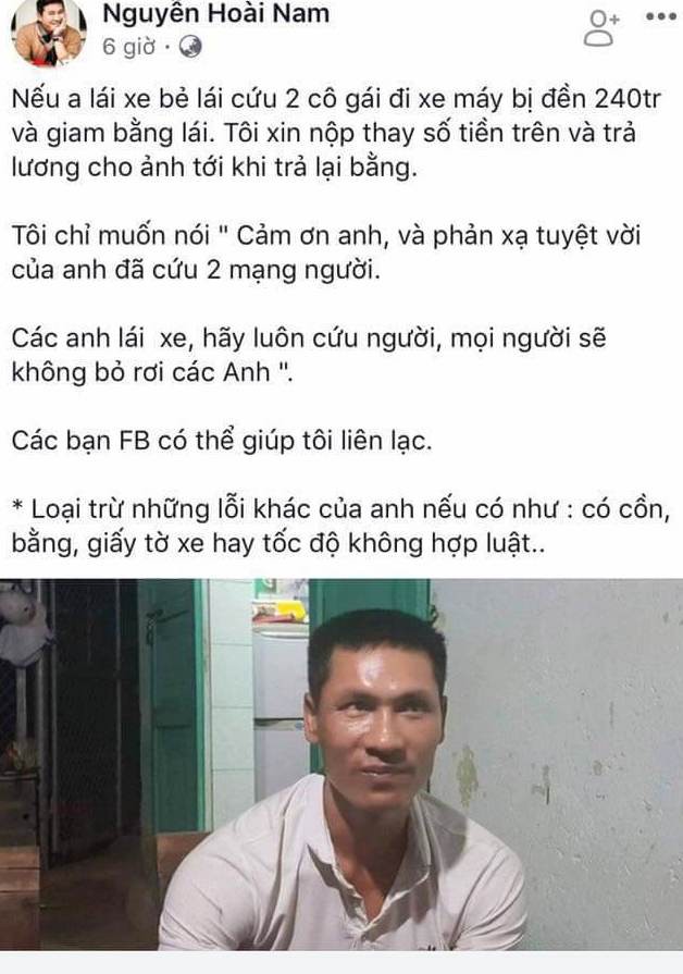 Doanh nhân trẻ tuyên bố đền giúp 240 triệu cho tài xế bẻ lái cứu người