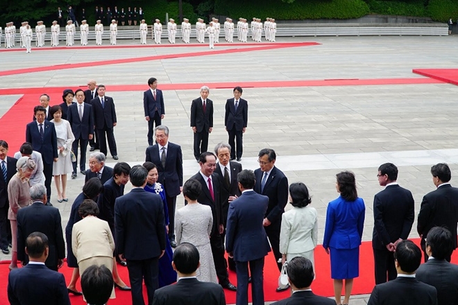 Nhà vua Nhật Bản đón chính thức Chủ tịch nước Trần Đại Quang tại Hoàng cung