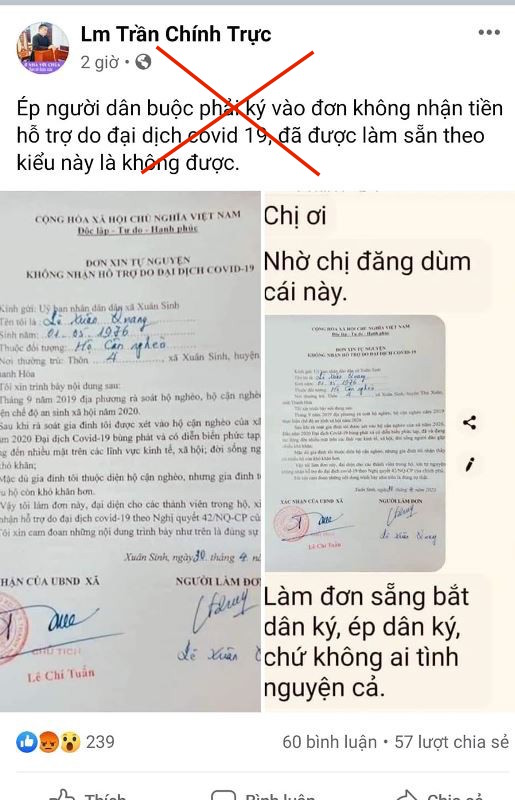 Sự thật về “những lá đơn mẫu” tự nguyện không nhận tiền hỗ trợ Covid-19 ở Thanh Hoá