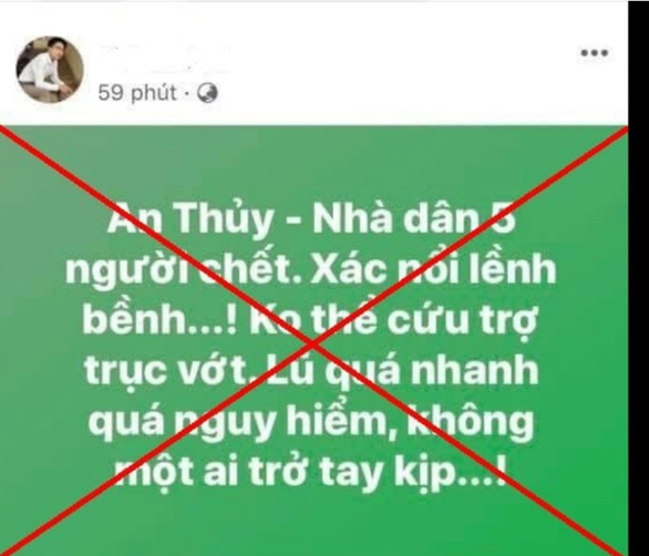 Hai người bị xử phạt vì đăng tin sai sự thật về lũ lụt trên mạng xã hội