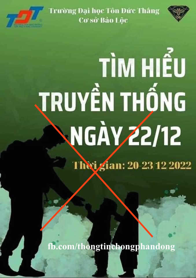 Công an vào cuộc vụ Đại học Tôn Đức Thắng dùng banner ngày truyền thống có hình lính Mỹ