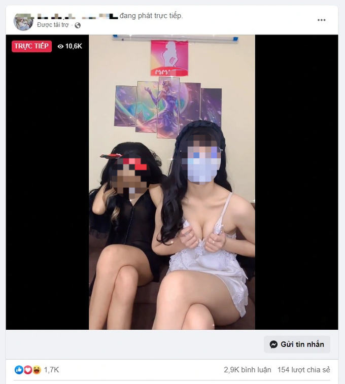 Ngang nhiên livestream quảng cáo ứng dụng khiêu dâm trên Facebook