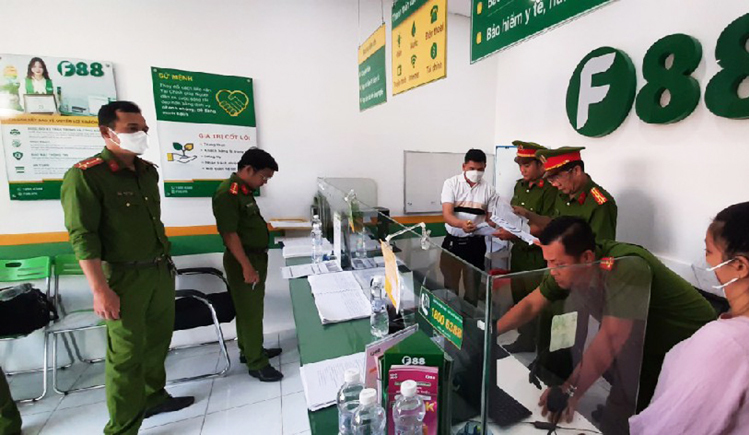 Công an kiểm tra 13 chi nhánh F88 tại Tiền Giang