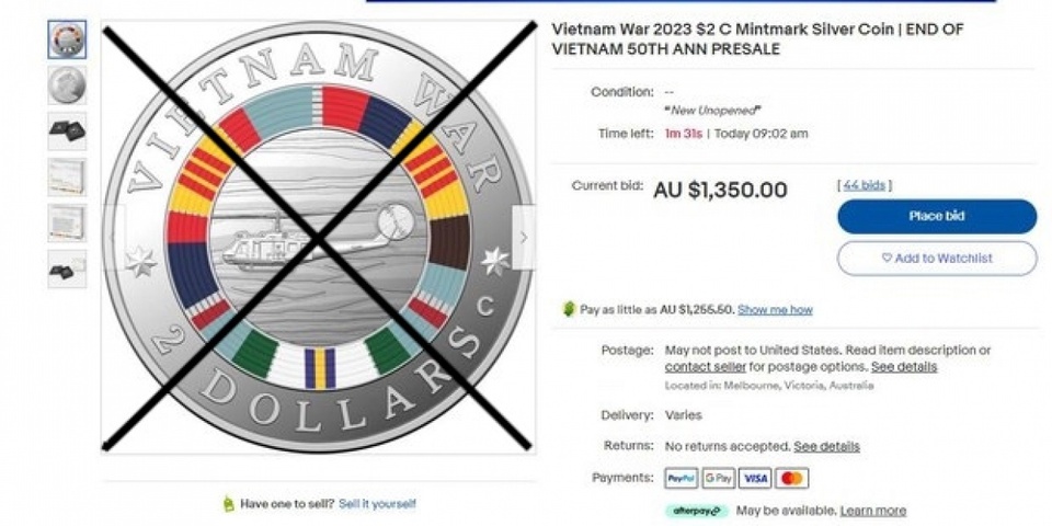 Yêu cầu các sàn thương mại điện tử gỡ vật phẩm đồng 2 AUD có hình 'cờ vàng'