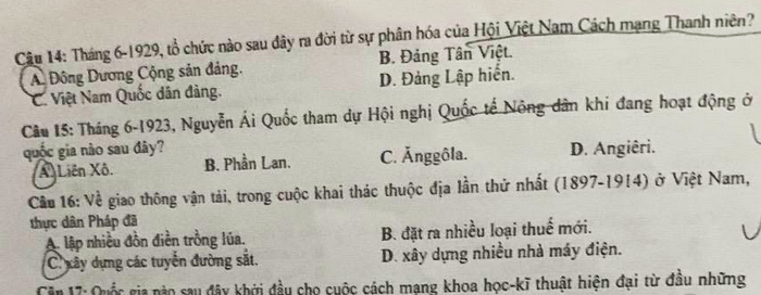 Đề Lịch sử thi tốt nghiệp THPT năm 2023 nhầm lẫn thời gian sự kiện?