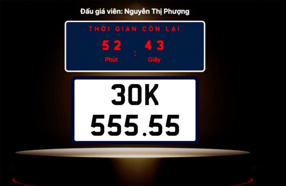 Biển số 30K-555.55 được trả giá 14,12 tỷ đồng
